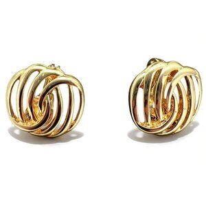 Vintage JJG Gold-Tone Clip-On Knot Earrings For Women